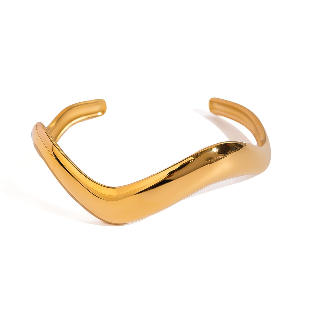1 piece simple series simple solid color stainless steel  gold plated women bangles Picture5