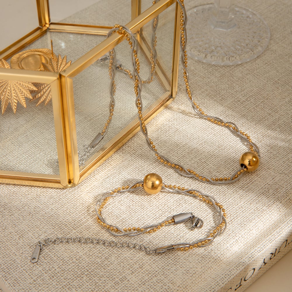1 piece fashionable series  twine line stainless steel gold & silver color women's chain necklaces h5Picture6