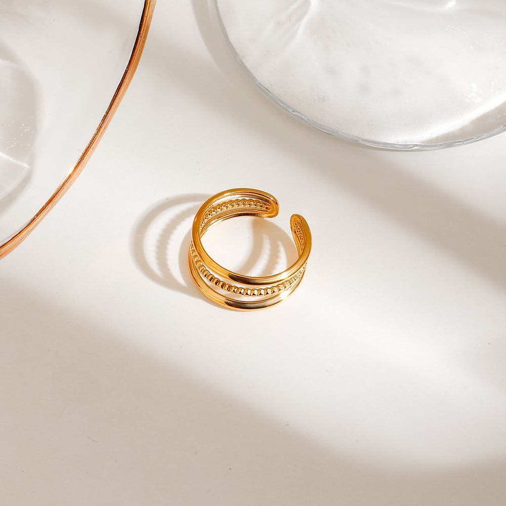 1 Piece Exquisite Series Delicate Cross Stainless Steel Gold Color Women's Ring Sets h5Picture6