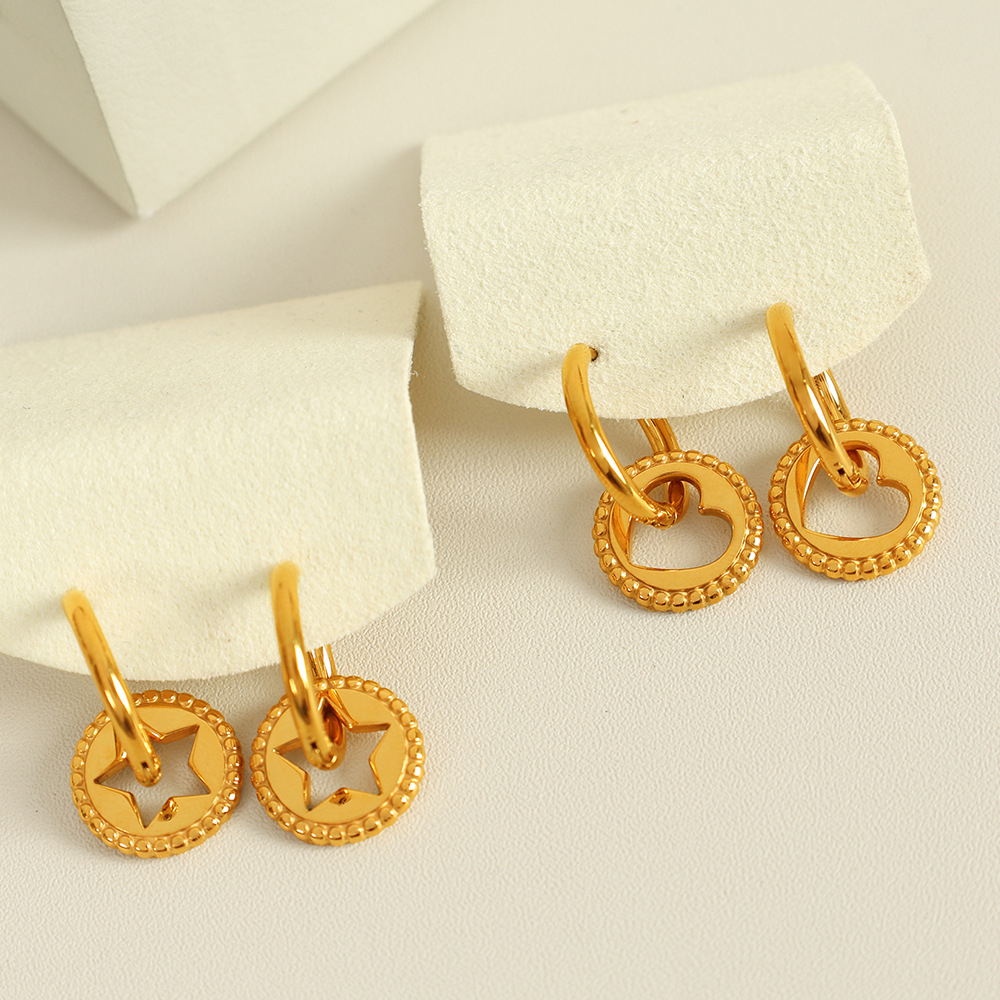 1 pair simple series simple heart stainless steel  gold plated women drop earrings h5Picture4