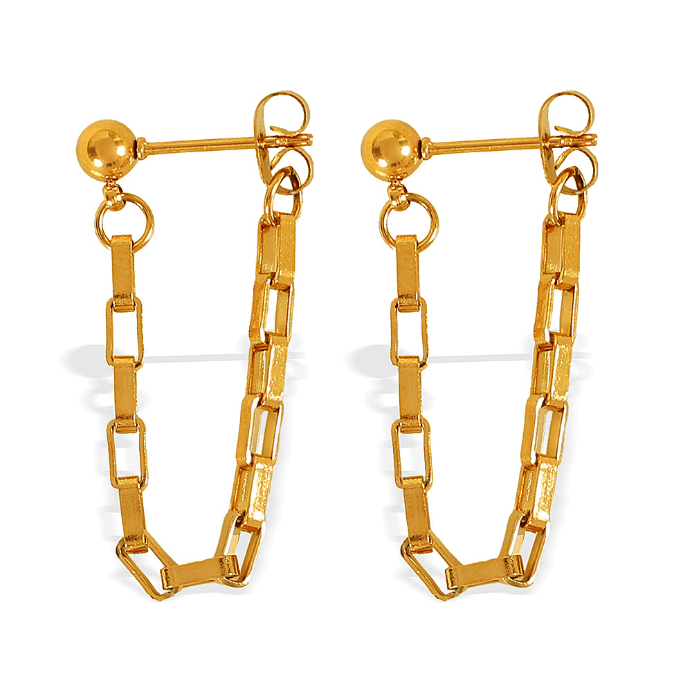 1 pair simple series simple tassel stainless steel  gold plated women drop earrings Picture3