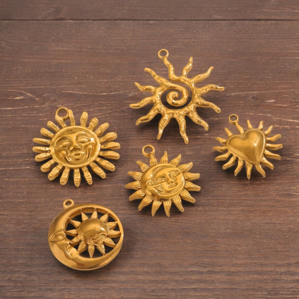 1 pair simple series retro sun/moon  gold plated women pendants h5Picture4