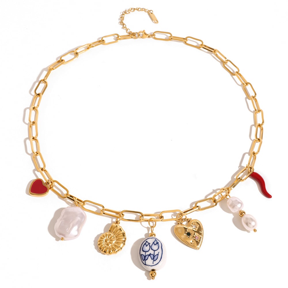 1 piece simple series vacation turtle stainless steel  gold plated artificial pearl women pendant necklaces h5Picture5