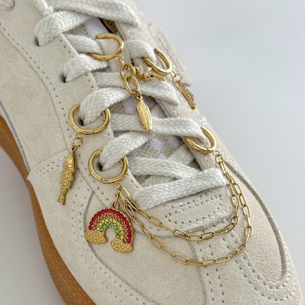 1 paio di pendenti da donna con strass in acciaio inossidabile placcato oro , serie romantica, geometrici, giornalieri Immagine3