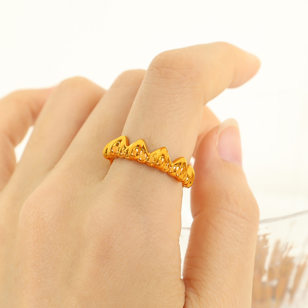1 pair simple series simple heart copper  gold plated women adjustable rings h5Picture5
