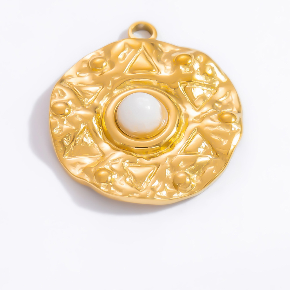 1 Piece Gorgeous Series Classic Sun Nature Stone Stainless Steel Gold Color Women's Pendants h5Picture5