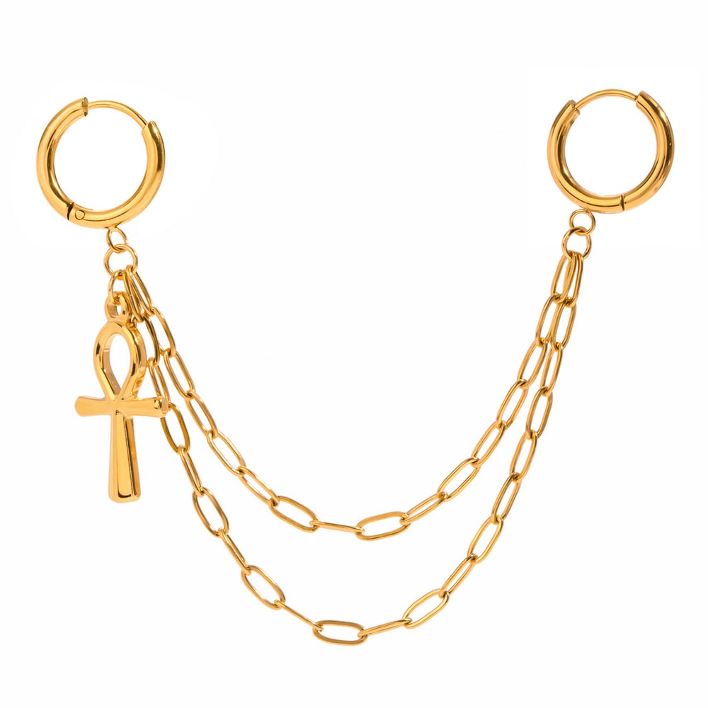 1 paio di ciondoli da donna in acciaio inossidabile placcato oro , serie semplice, con croce giornaliera Immagine5