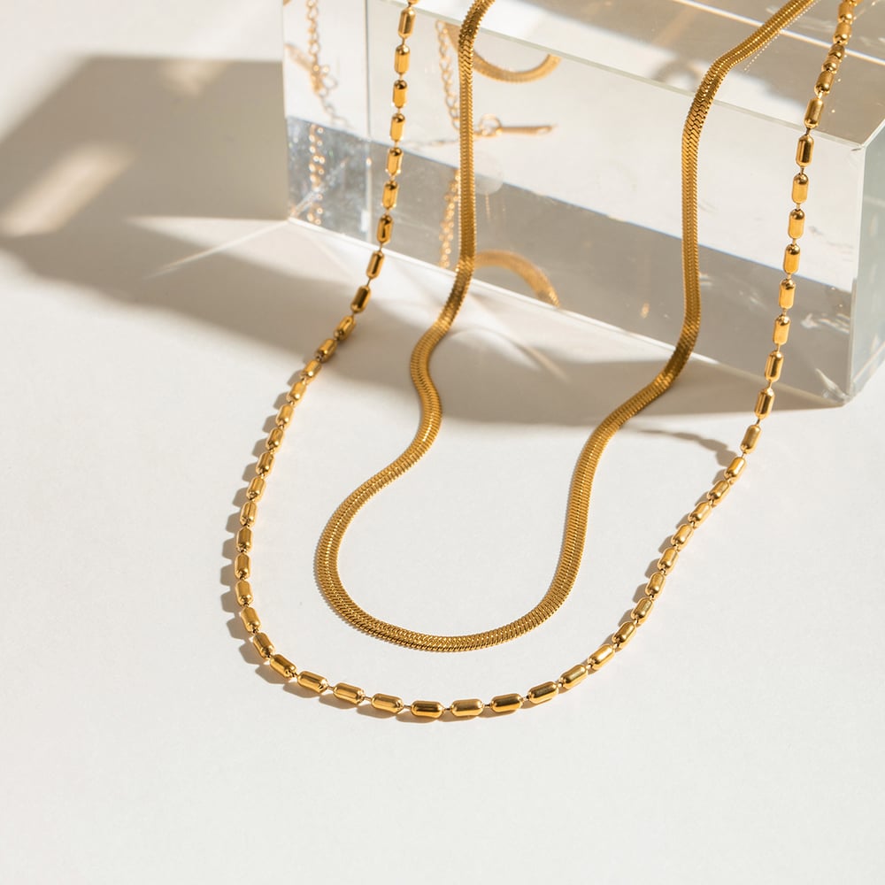 1 piece simple series simple line stainless steel  gold plated women layered necklaces h5Picture4