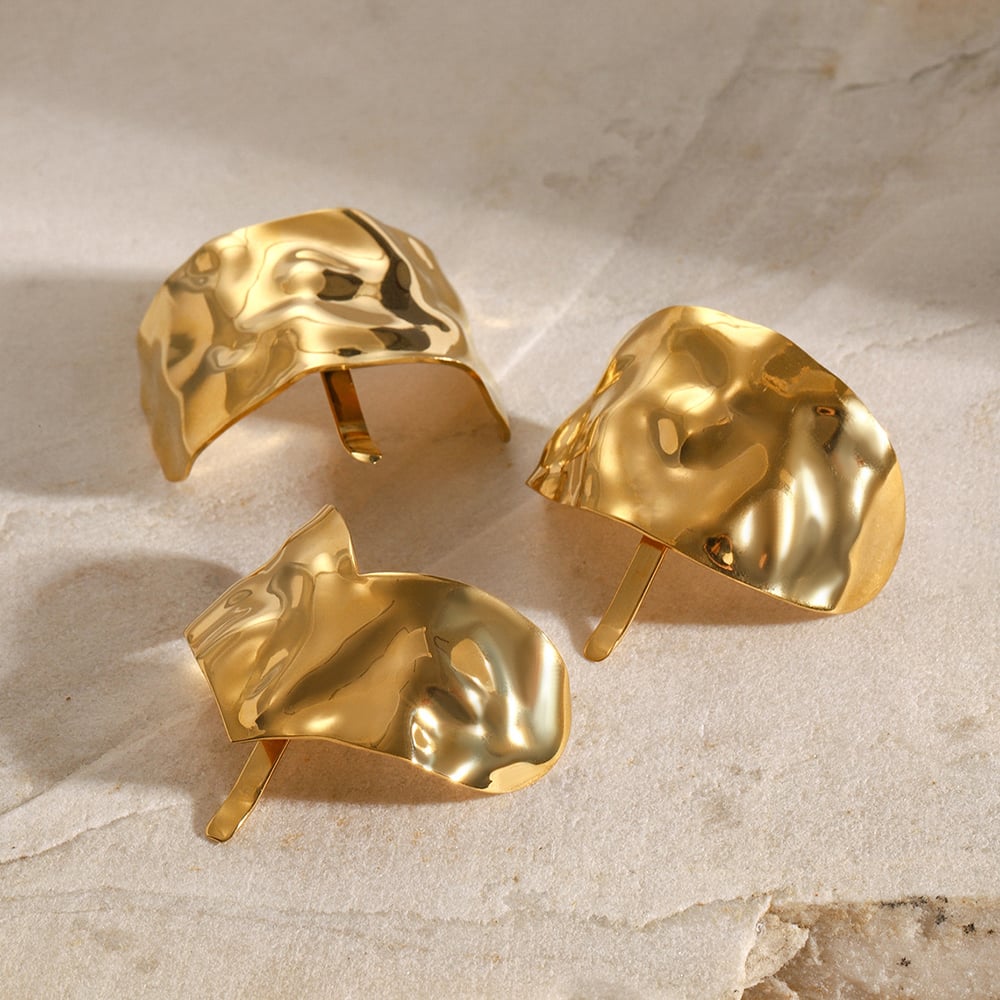 1 pair simple series retro solid color stainless steel  gold plated women hair clips Picture3