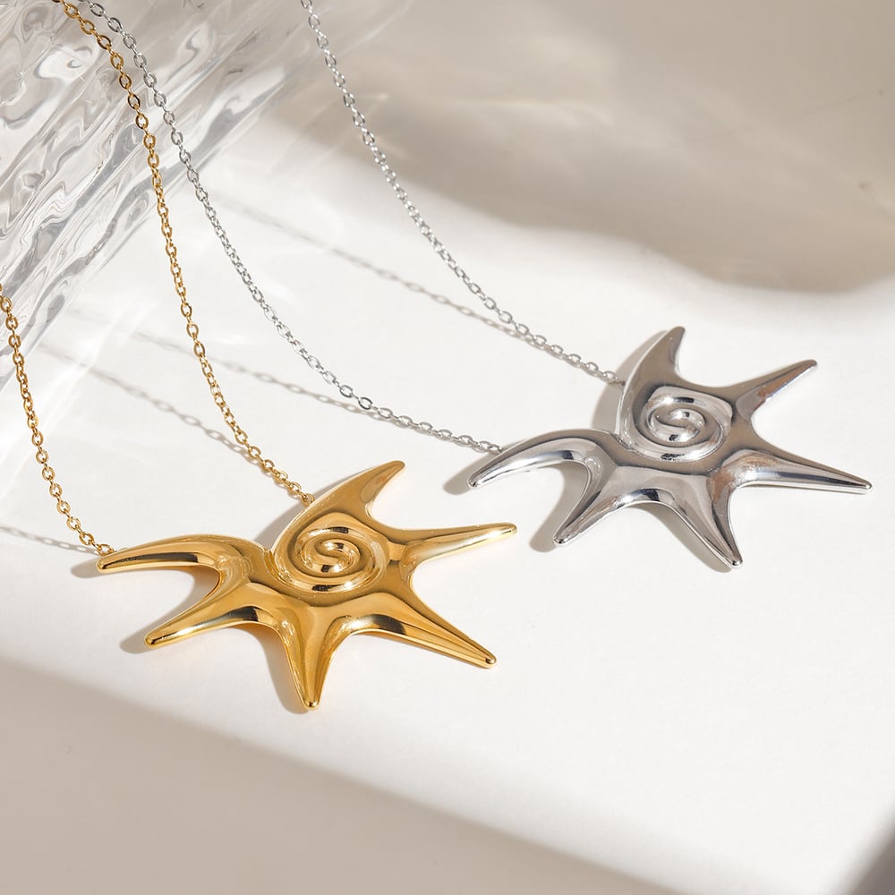 1 Piece Stylish Series Irregular Star Shape Stainless Steel Gold Color Women's Pendant Necklaces h5Picture8