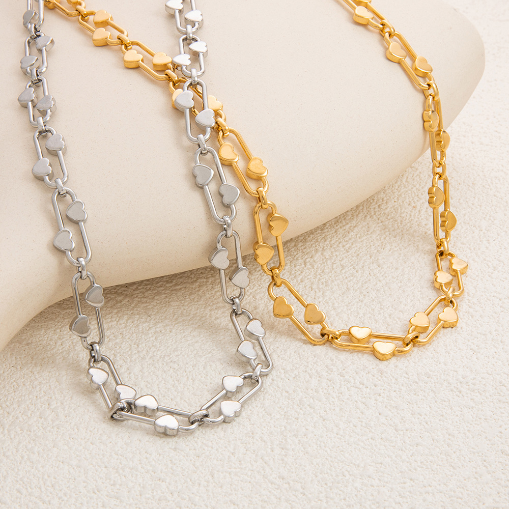 1 piece simple series daily heart stainless steel  gold color plated unisex pendant necklaces h5Picture3