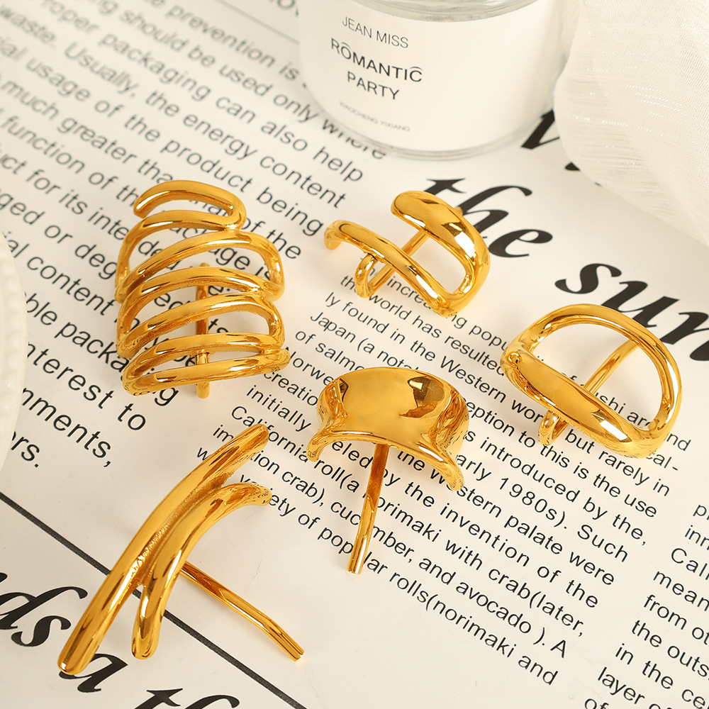 1 stuk Eenvoudige serie Eenvoudige geometrische titanium stalen goudkleurige haarspeldjes voor dames h5Afbeelding4