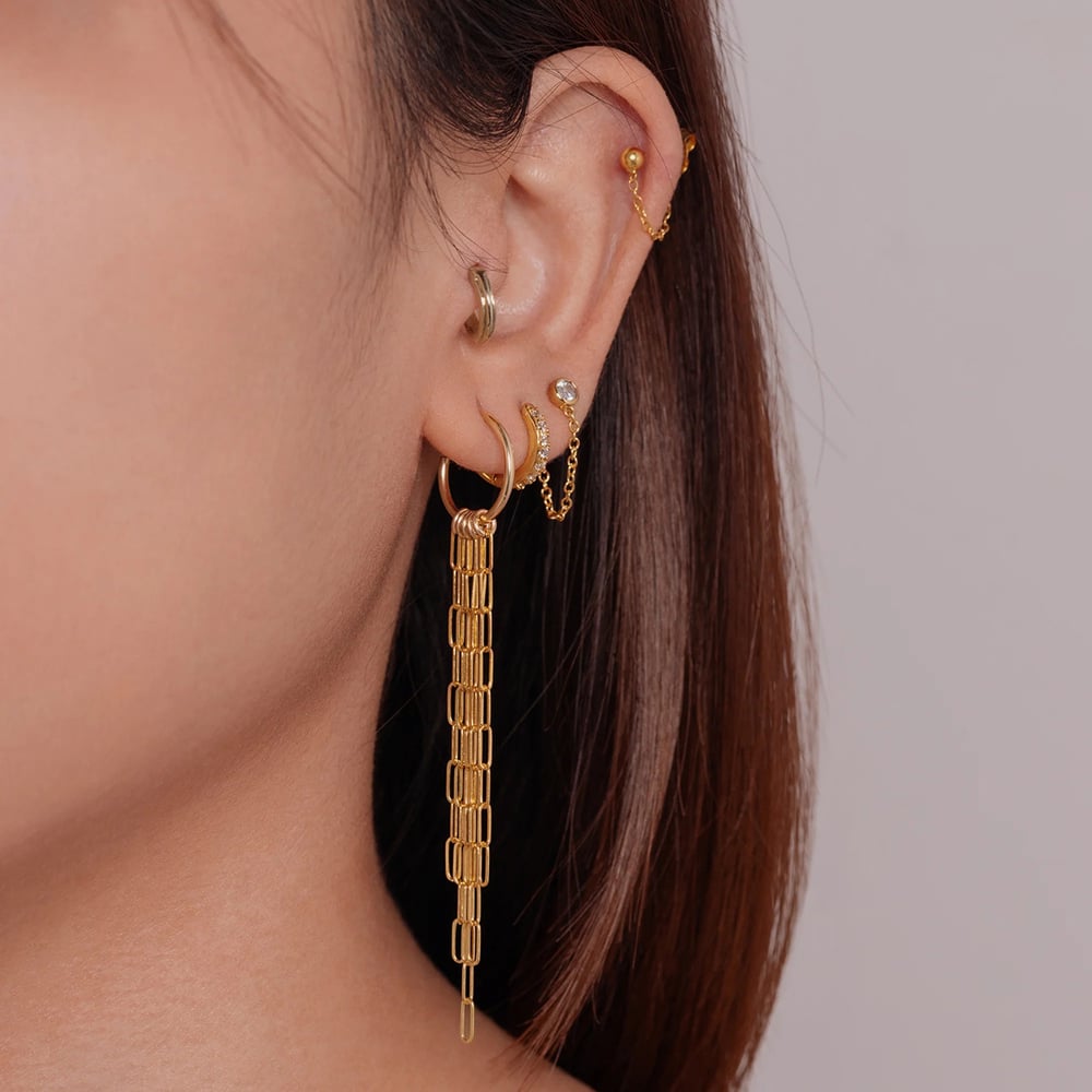 1 pair classic series elegant tassel stainless steel  gold plated women drop earrings h5Picture4