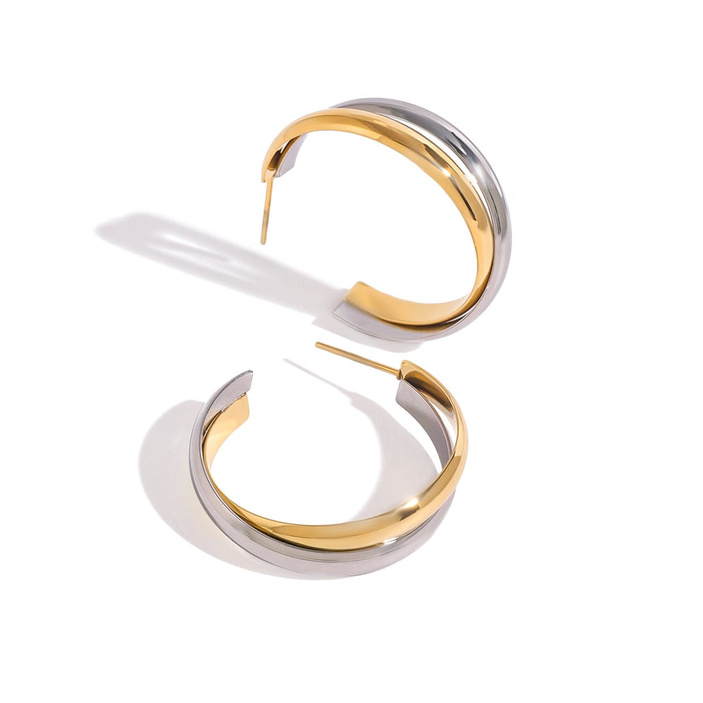 1 Pair Stainless Steel Mixed Color Hoop Earrings h5Picture5