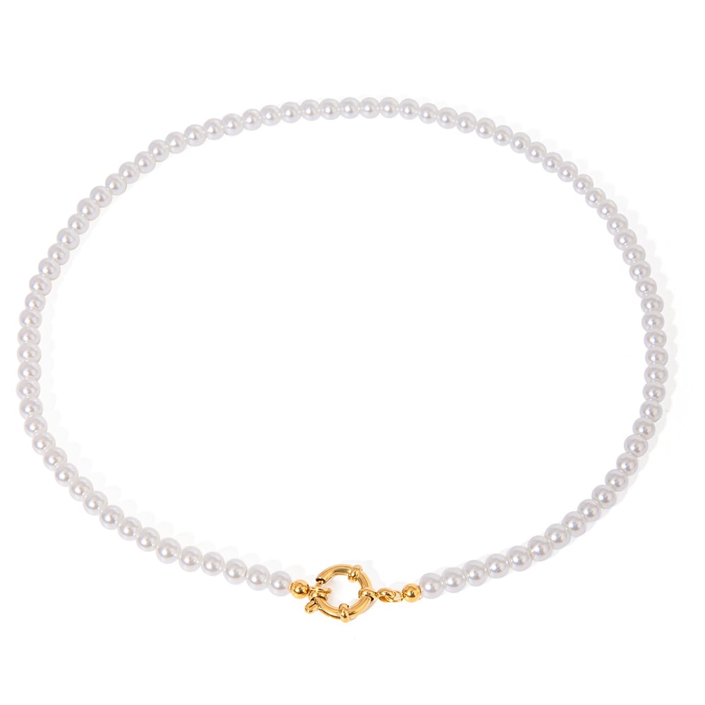 1 piece classic series elegant beads stainless steel  gold plated women beaded necklaces Picture6