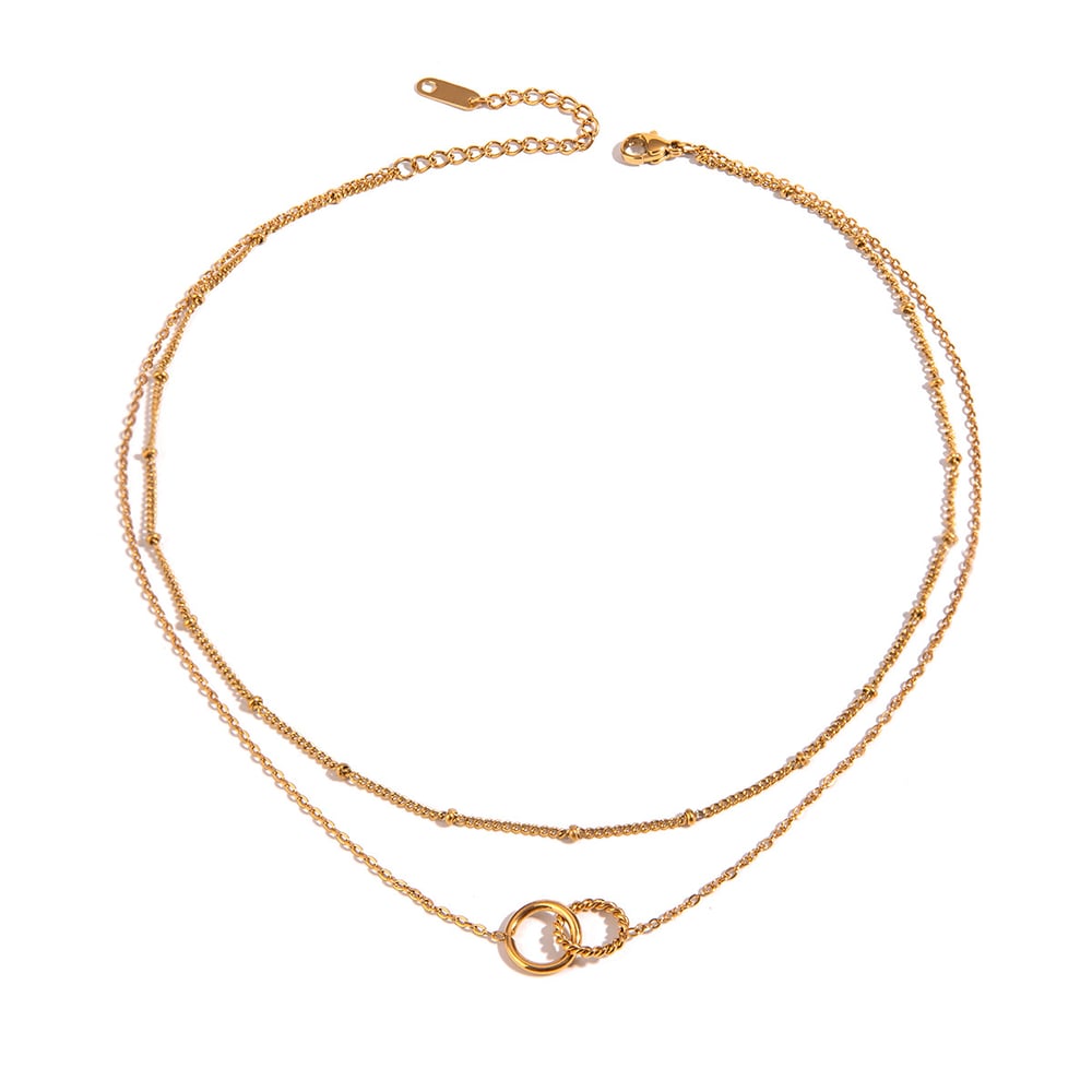 1 piece simple series simple annular stainless steel  gold plated women layered necklaces h5Picture6