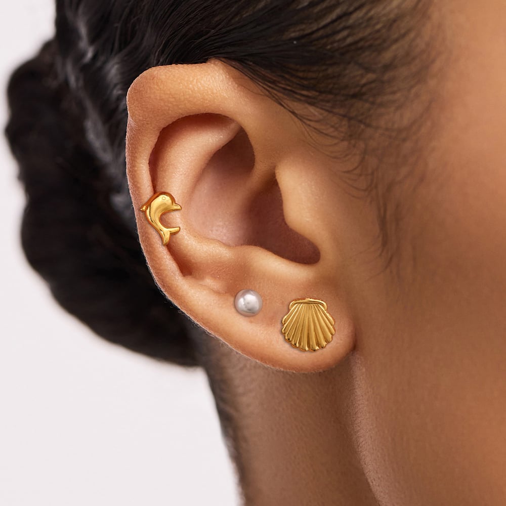 1 pair simple series  turtle stainless steel  gold plated artificial pearl women earrings set h5Picture7