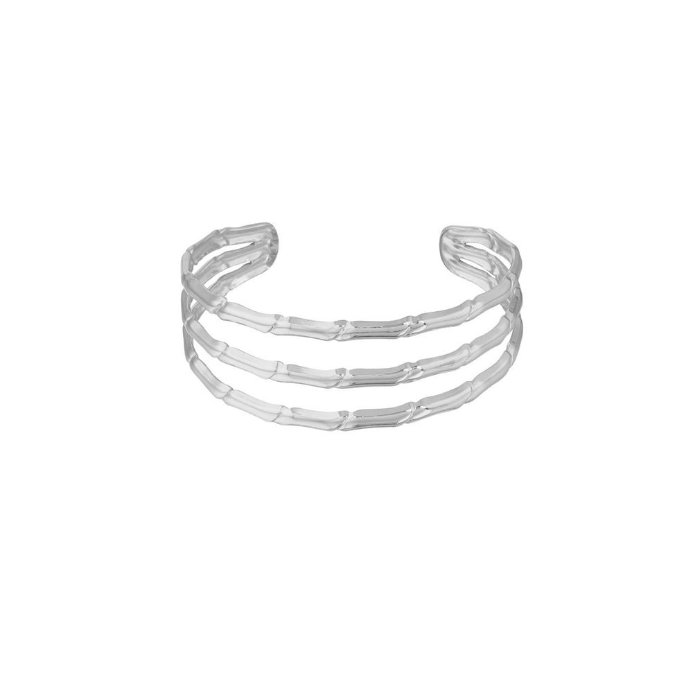 1 Piece Dazzling Series Classic Strip Three-Layers Stainless Steel Gold Color Women's Bangles Picture6