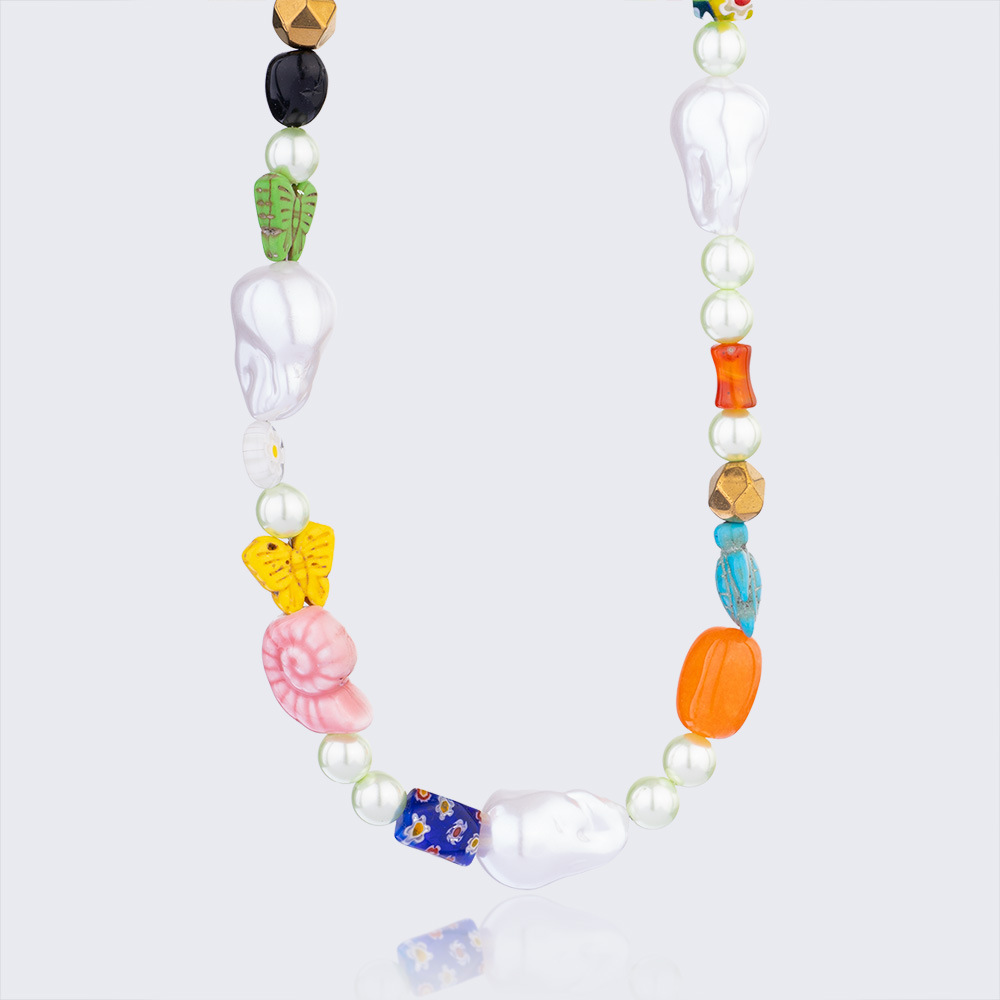 1 Piece Polychrome Series Vacation Turtle Shape Natural Stone Stainless Steel Gold Color Women's random Beaded Necklaces h5Picture7