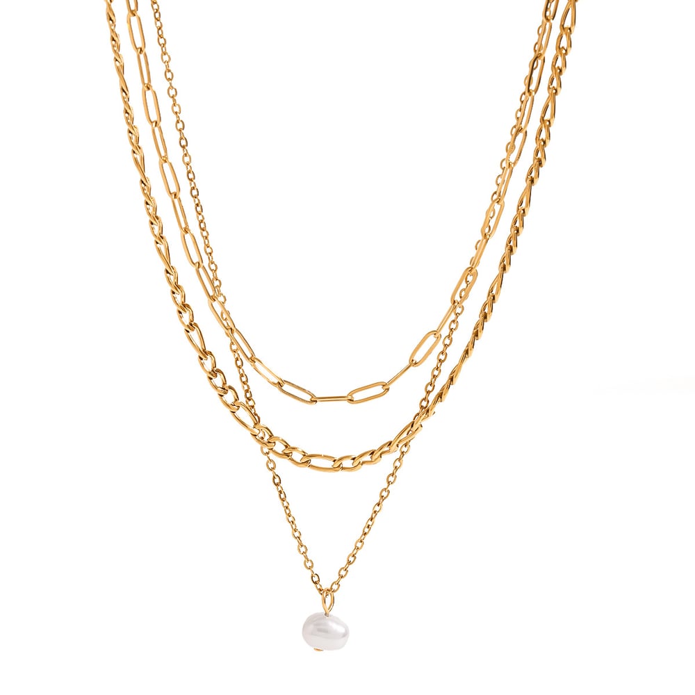 1 Piece Elegant Series All-match Multi-layer Stainless Steel Gold Color Women's Layered Necklaces h5Picture10