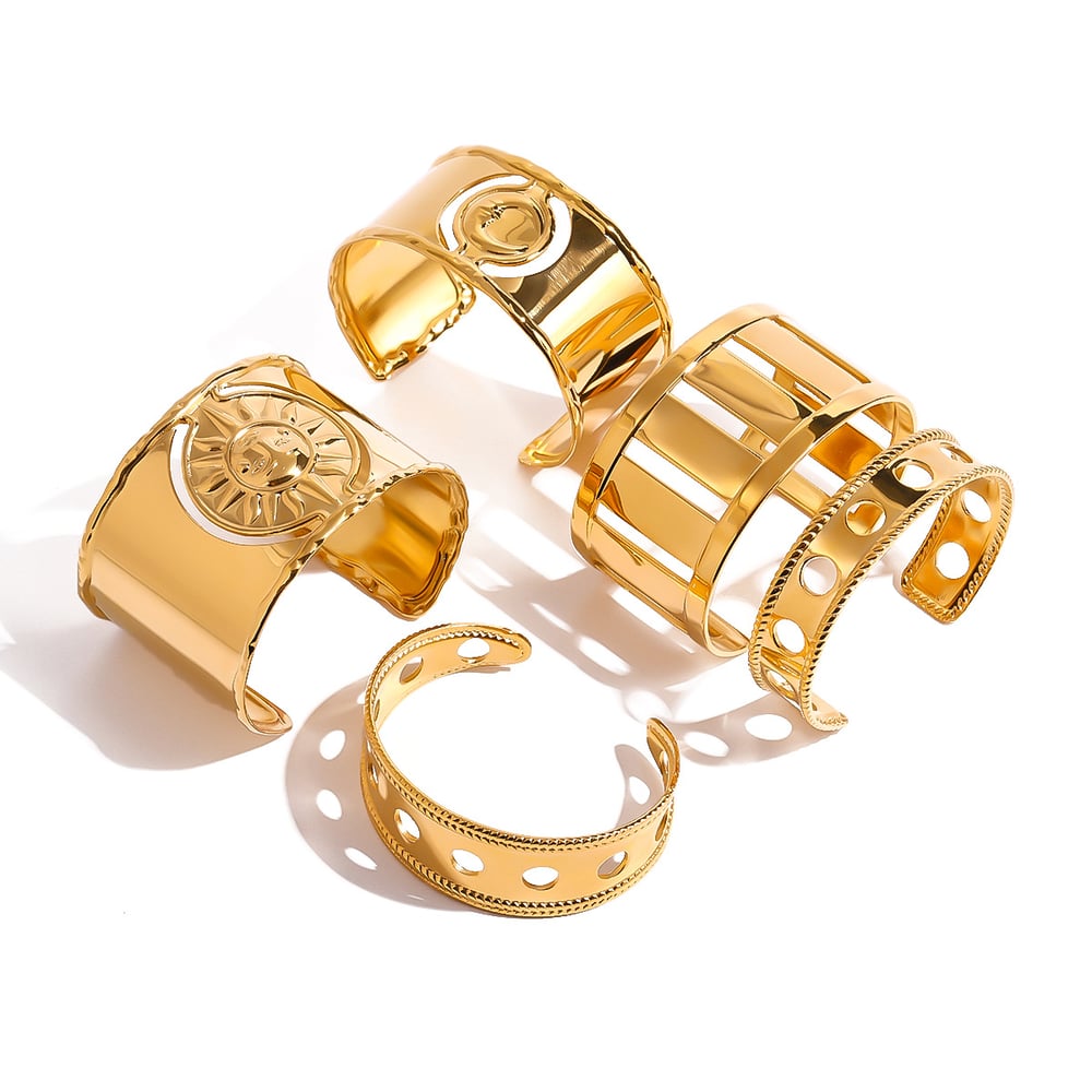 1 paio di anelli regolabili da donna in acciaio inossidabile placcato oro , casual, semplici, di colore solido h5Immagine5