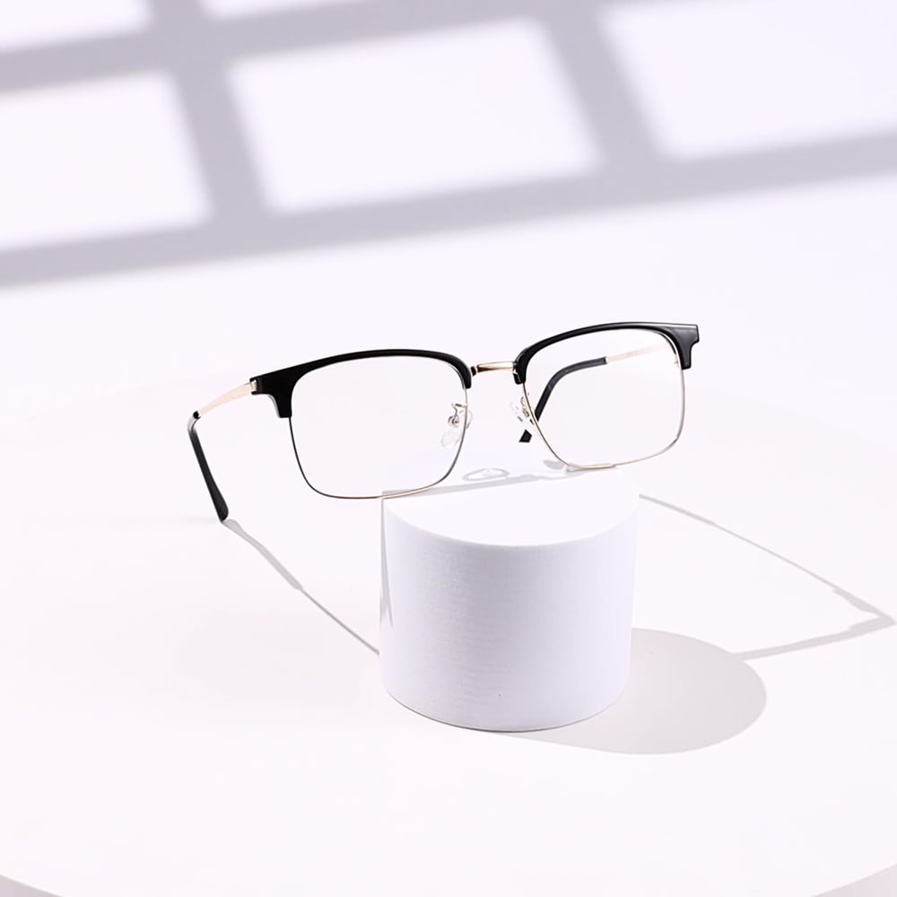 1 Pair Casual Semi Framed Square Shaped Blue - light Blocking Glasses h5Picture7