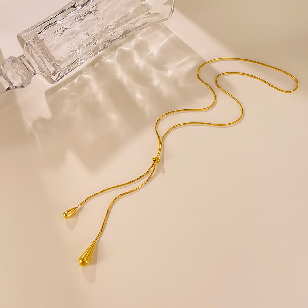 1 Stück Elegante Serie Tägliche Tropfen Verstellbare Edelstahl Gold Farbe Damen Anhänger Halsketten h5Bild10