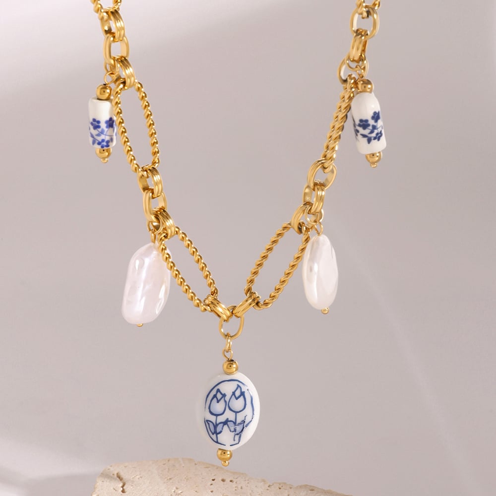 1 piece classic elegant style rose shape stainless steel  gold plated women's pendant necklace h5Picture3