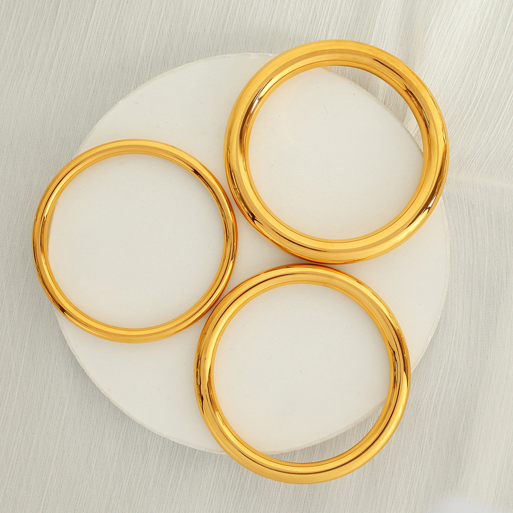 1 piece simple series simple solid color stainless steel  gold plated women bangles h5Picture3