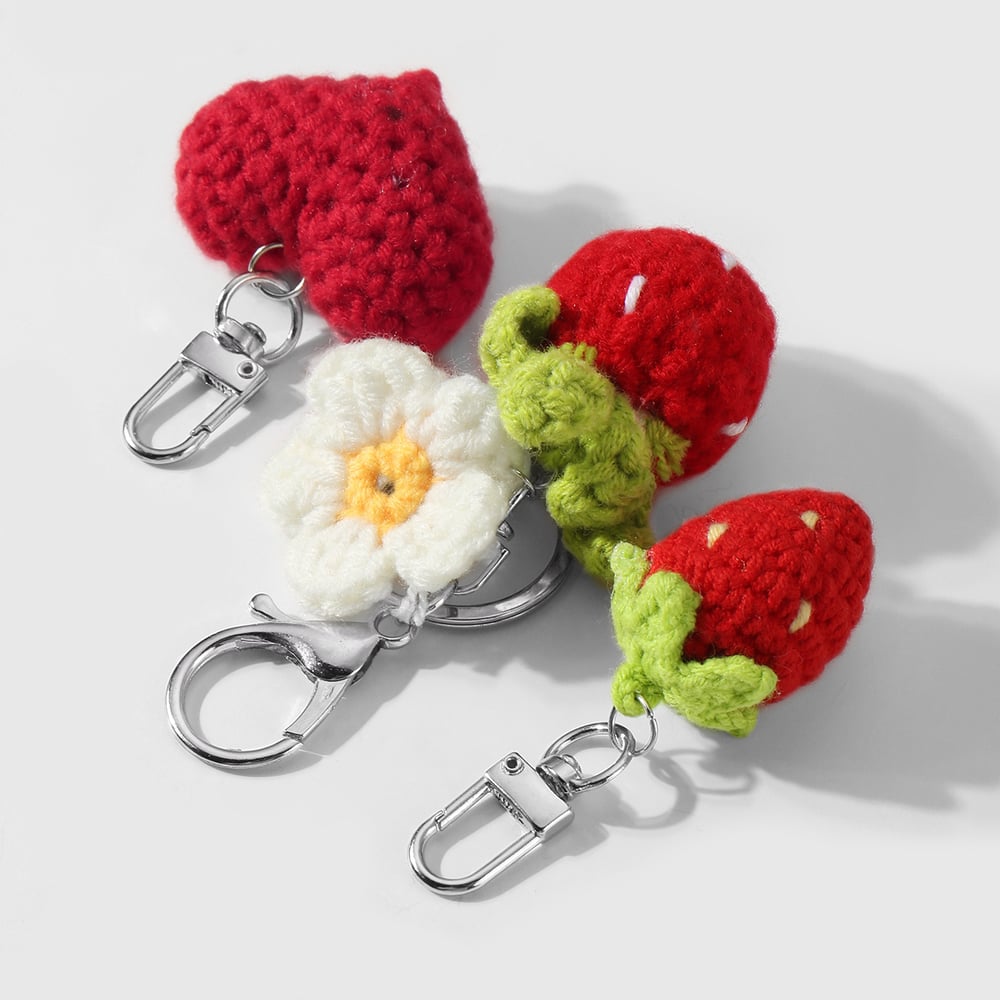1 Piece Sweet Woolen Flower Strawberry Heart Bag Charms Picture4