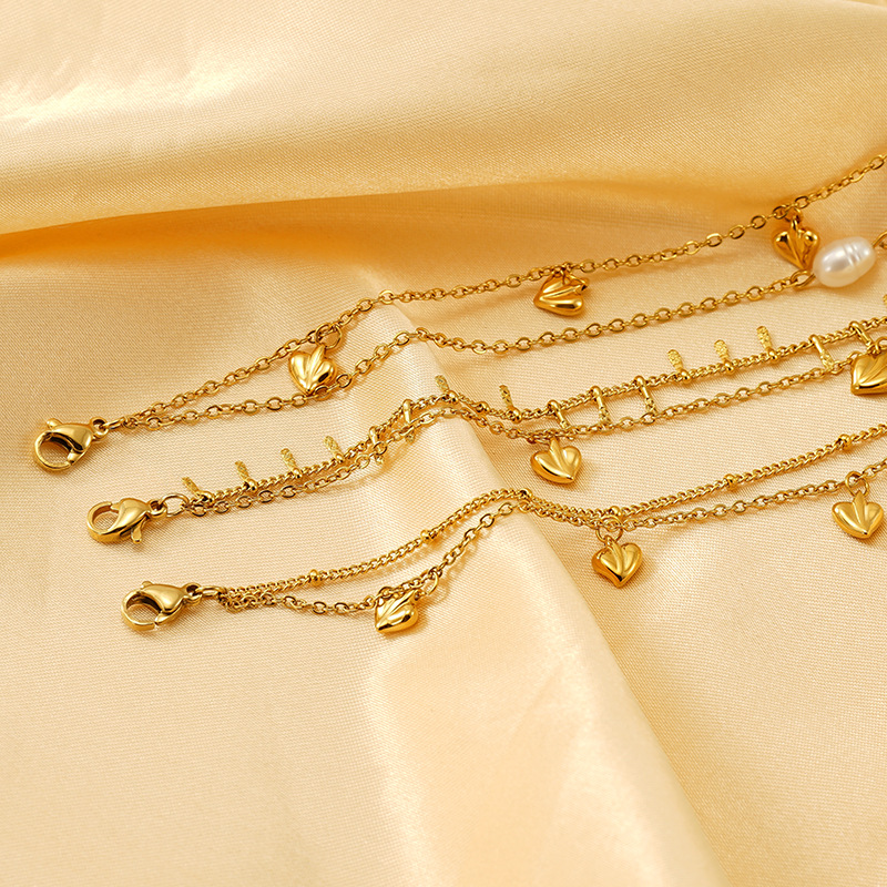 1 piece simple series classic heart stainless steel  gold plated women chain bracelets h5Picture4