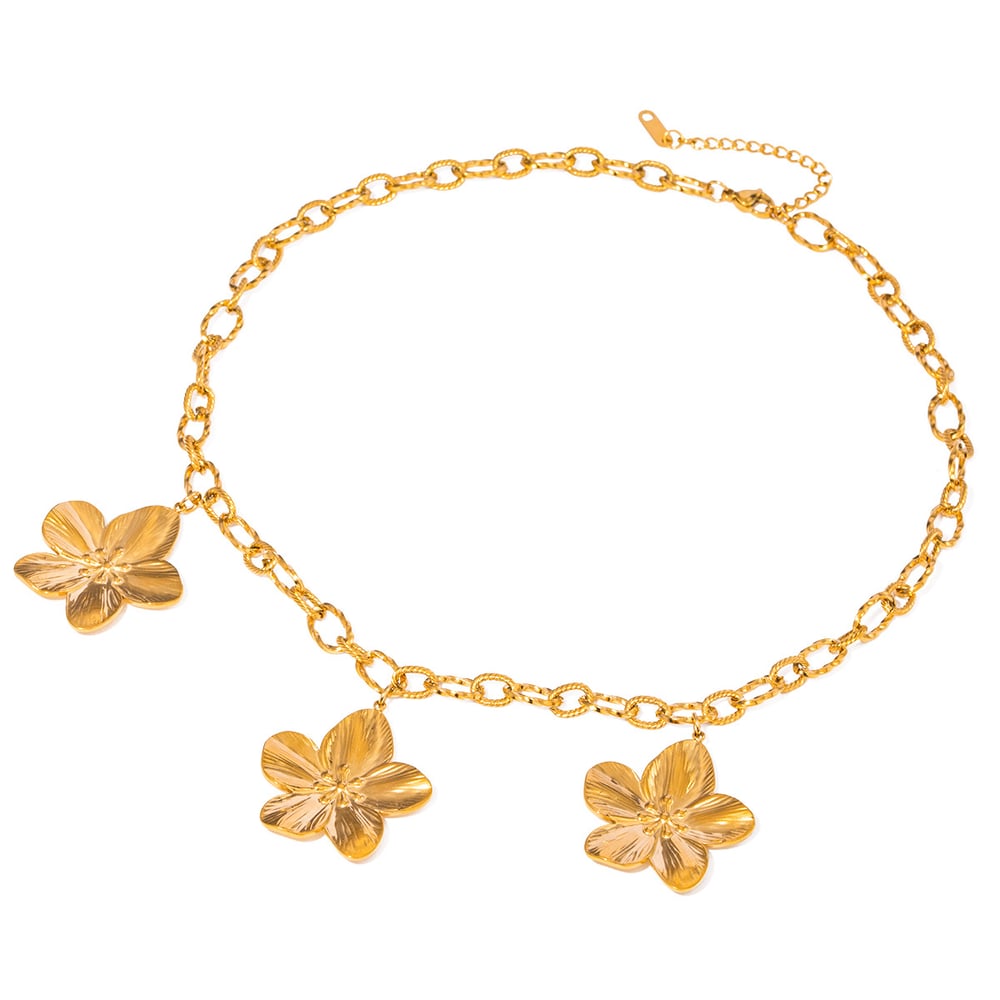 1 piece simple series  style flower stainless steel  gold plated women pendant necklaces Picture5