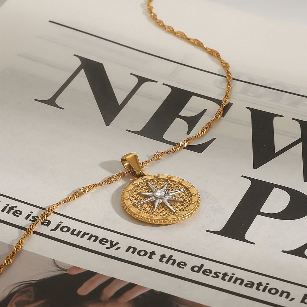 1 Piece Luxurious Series Chic Eight-pointed Star Stainless Steel Gold & Silver Color Women's Pendant Necklaces h5Picture7