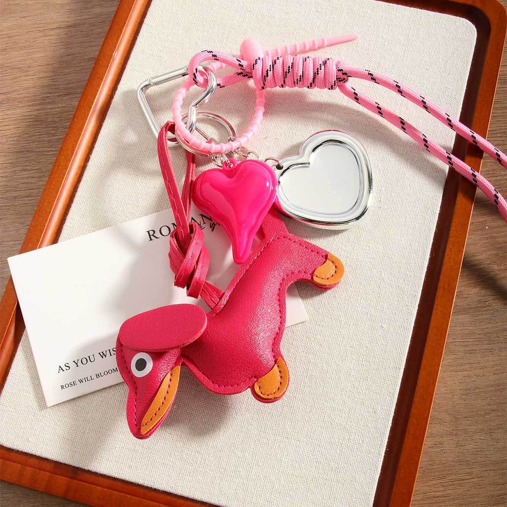 1 Piece Fashionable Series Cute Pink Wiener Dog & Mirror Rayon Women's Bag Charms Picture5