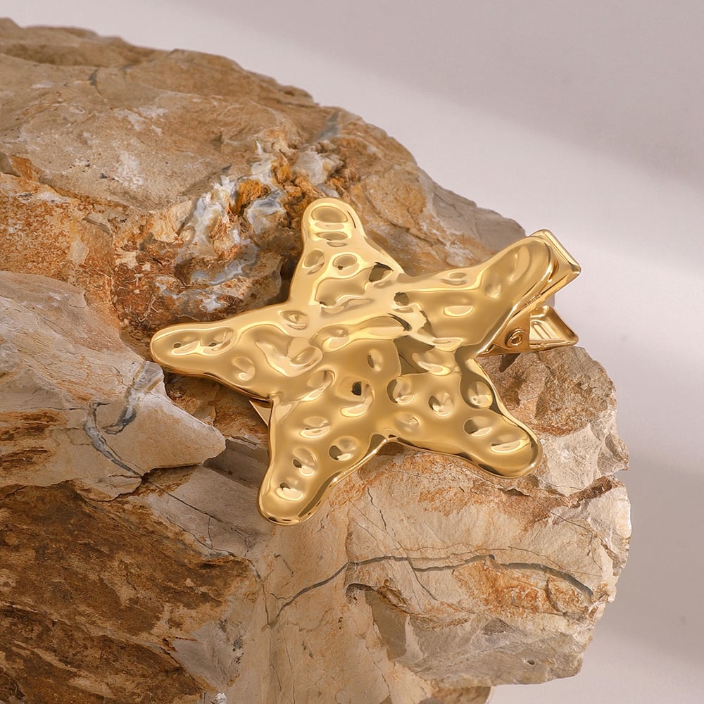 1 pair simple series vacation turtle stainless steel  gold plated women hair clips Picture3