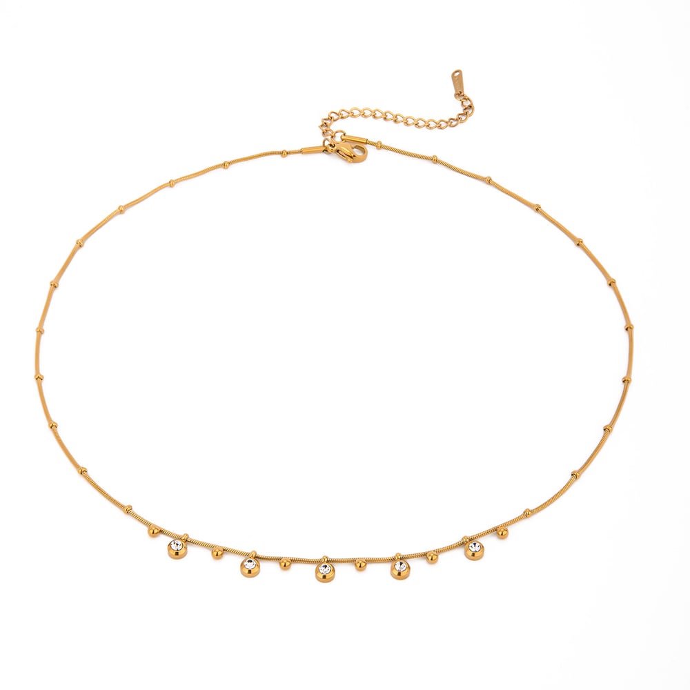 1 piece simple series daily geometric stainless steel  gold plated zircon women pendant necklaces Picture5