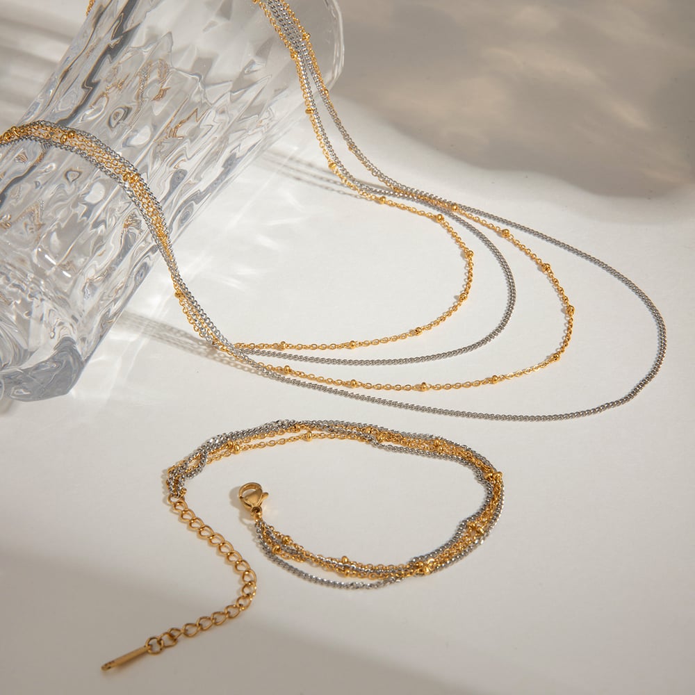 1 Piece Minimalist Series Classic Annular Stainless Steel Gold and Silver Color Women's Layered Necklaces h5Picture4