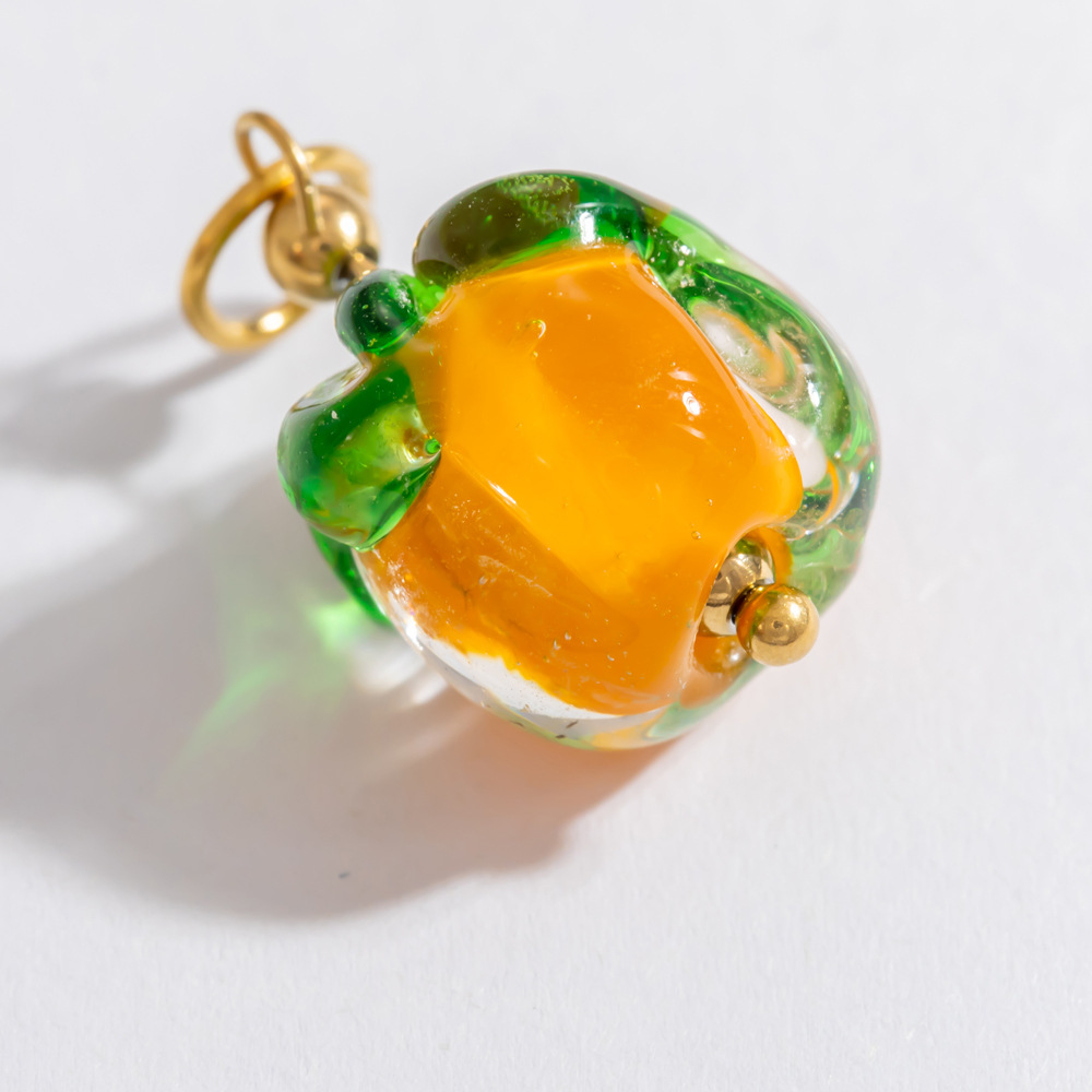 1 Piece Chromatic Series Natural Fruit Coloured Glaze Stainless Steel Gold Color Women's Pendants h5Picture7