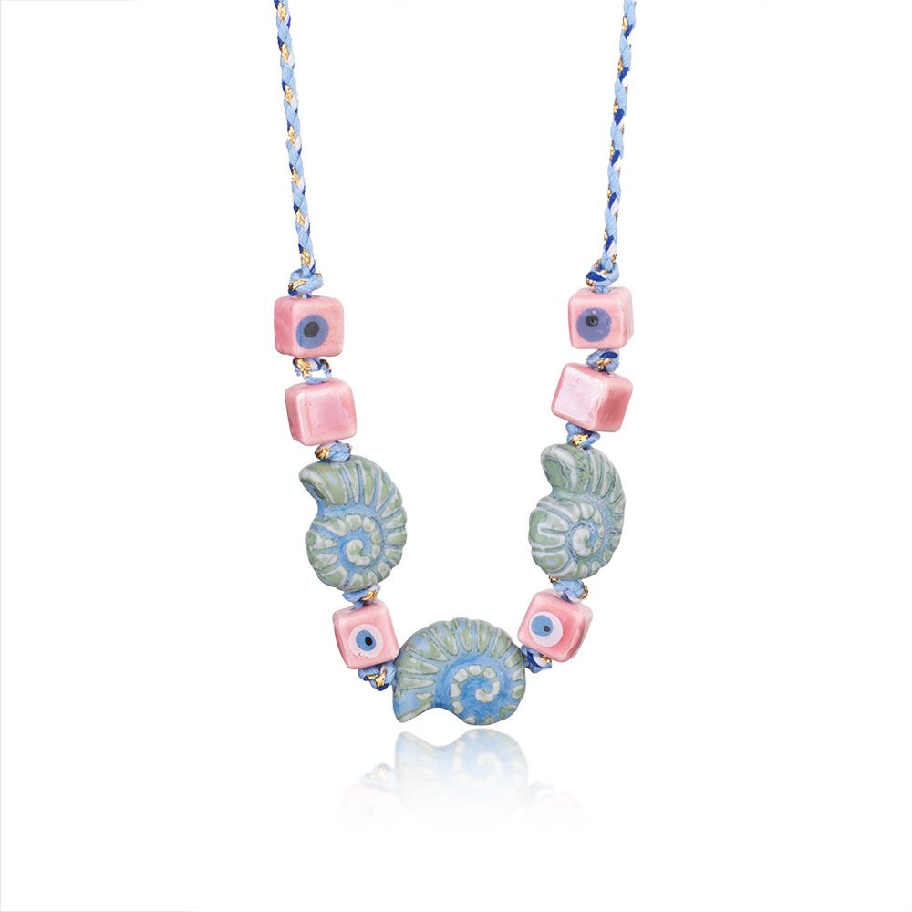 1 Piece Marine Series Vacation Colorful Ceramic Conch Stainless Steel Gold Color Shell Women's Pendant Necklaces h5Picture10