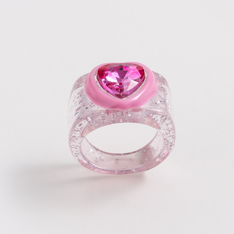 1 Piece Romantic Series Cute Heart Resin Women's Single Rings h5Picture5