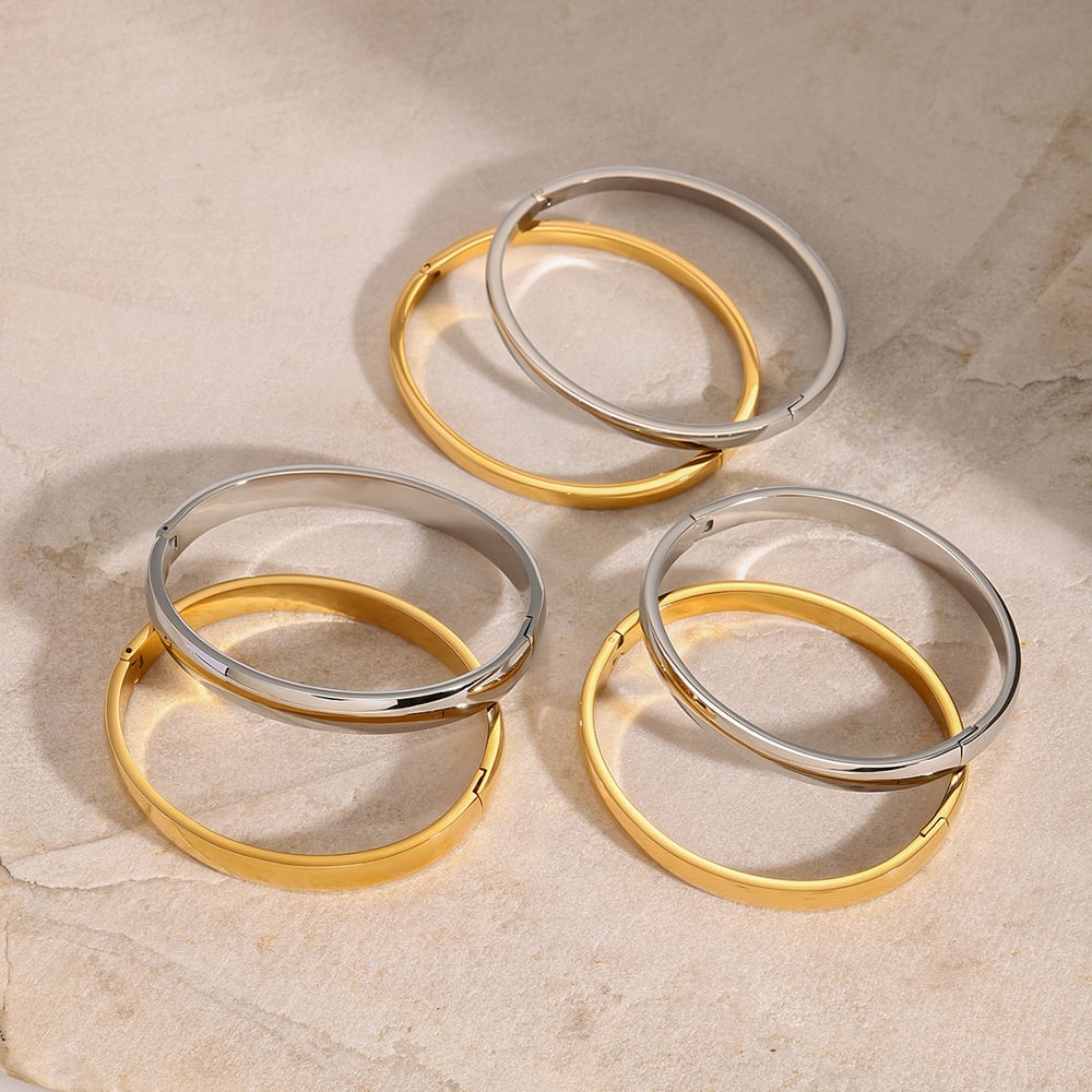 1 piece simple series classic geometric stainless steel  gold plated women bangles h5Picture4