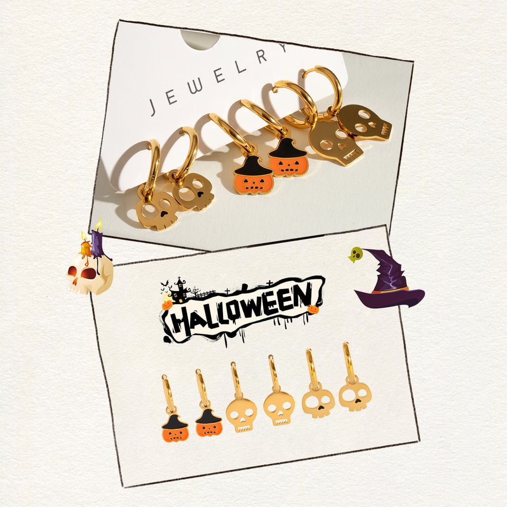 1 Set Halloween Stainless Steel Earrings Set Picture4