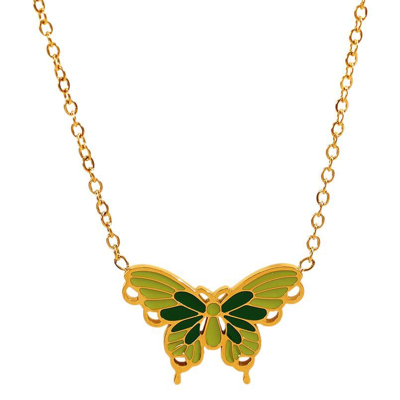 1 piece romantic series elegant butterfly titanium steel  gold color plated women's pendant necklaces Picture6
