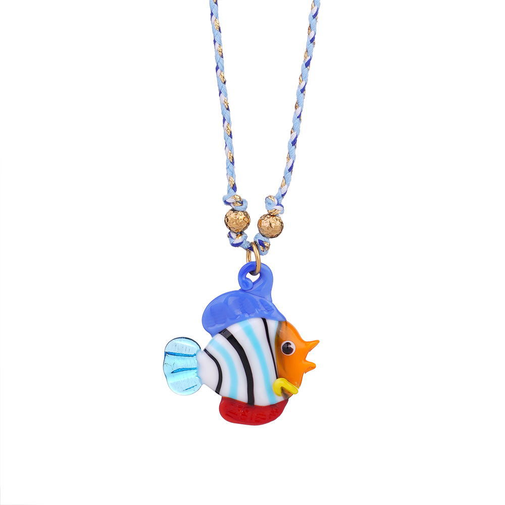 1 Piece Polychrome Series Vacation Tropical Fish Shape Glass Women's Pendant Necklaces h5Picture8