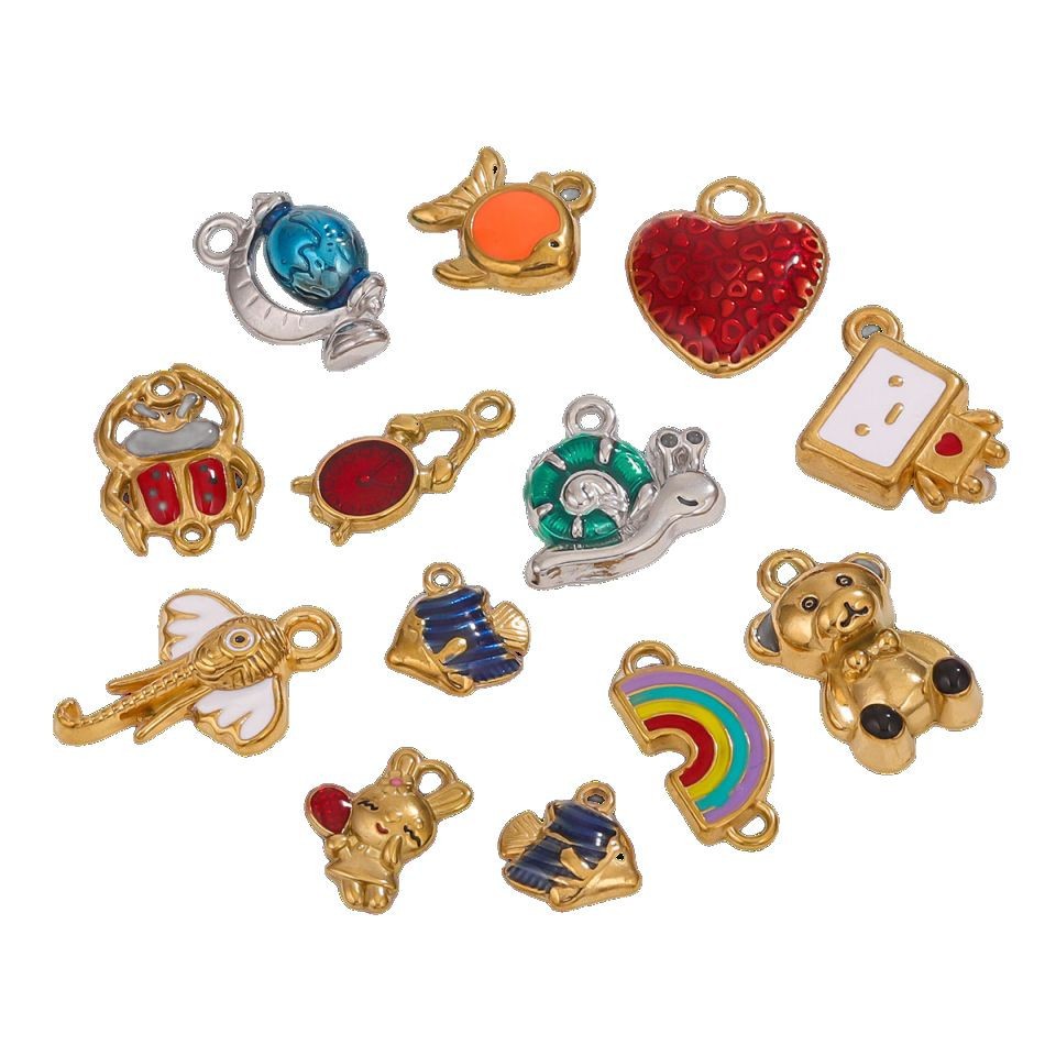 1 Piece Chromatic Series Cute Cartoon Stainless Steel Gold Color Women's Pendants h5Picture4