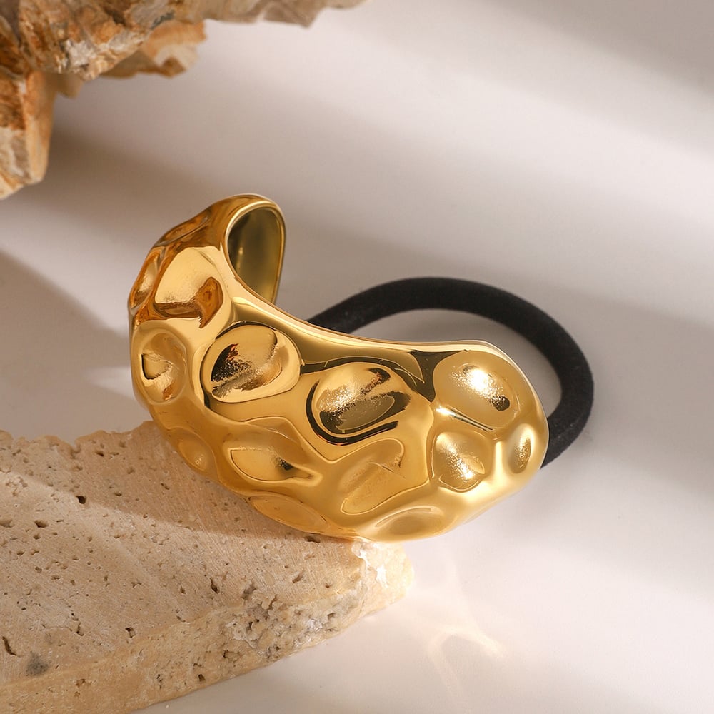 1 pair simple series daily letter stainless steel  gold plated women hair bobbles h5Picture4