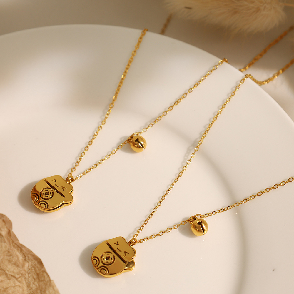 1 piece romantic series cute cat stainless steel  gold color plated women's pendant necklaces h5Picture3