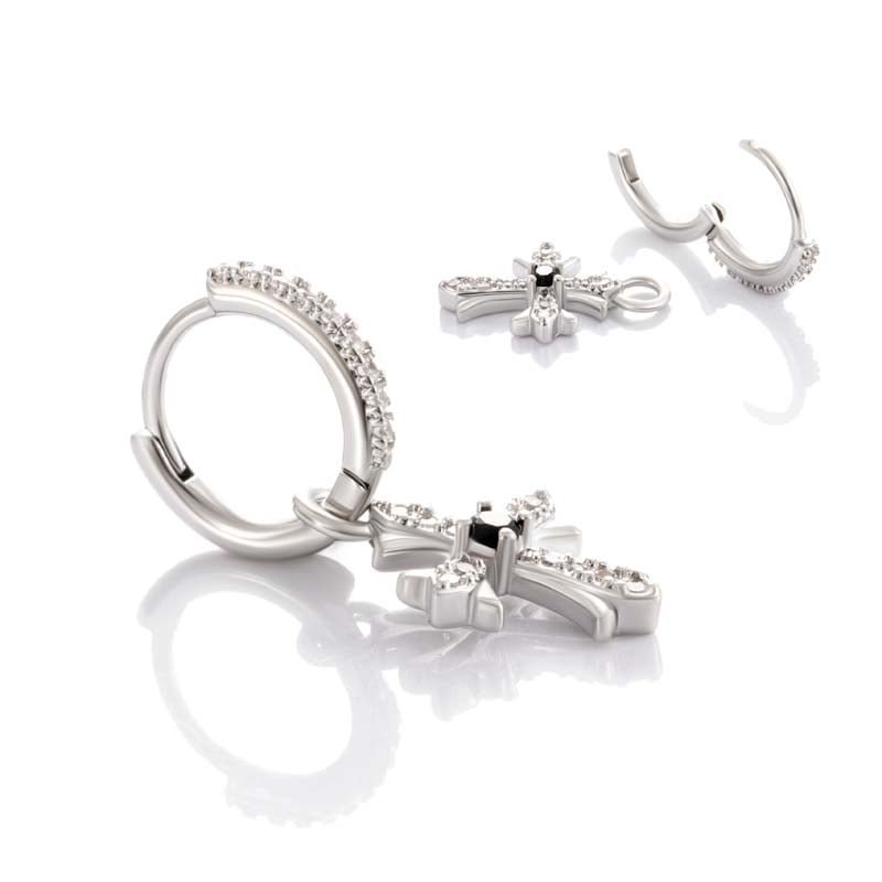 1 Piece Sophisticated Series Stylish Cross Shape Copper Zircon Women's Drop Earrings Picture4