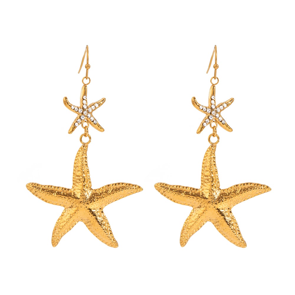 1 pair simple series vacation turtle stainless steel  gold plated rhinestone women drop earrings h5Picture6