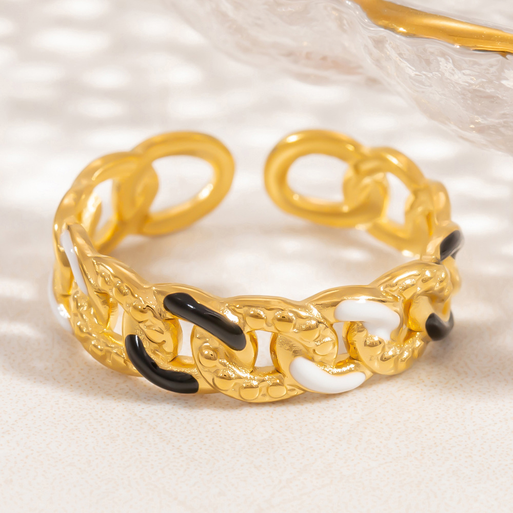 1 Piece Charming Series Chromatic Star Shape Oil- Glazing Stainless Steel Gold Color Women's Adjustable Rings h5Picture6